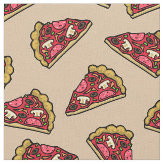 Pizza Slices Pattern Printed Fabric by the Yard