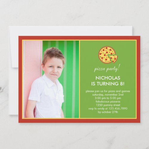 Pizza Slices Photo Birthday Invitation