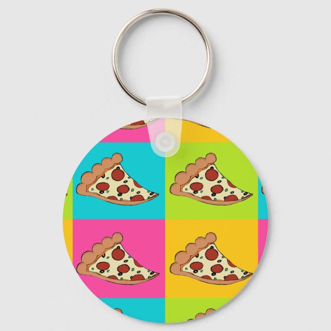 Pizza slices tiled design keychain (Front)