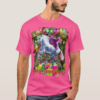 Pizza Sloth Riding Unicorn Christmas Xmas Funny T-Shirt