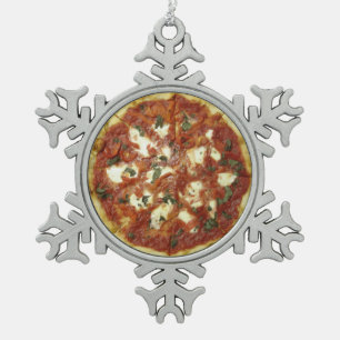 PIZZA! SNOWFLAKE PEWTER CHRISTMAS ORNAMENT