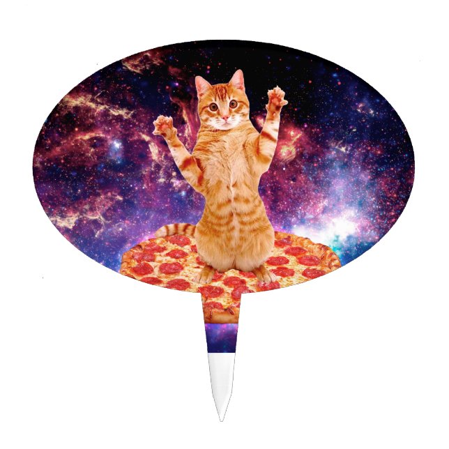 Pizza space cat cake topper (Front)