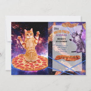 Pizza space cat invitation