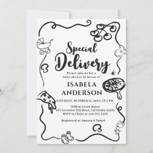 Pizza,special Delivery Baby Shower Invitation