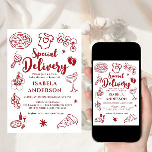 Pizza,special Delivery Baby Shower Invitation