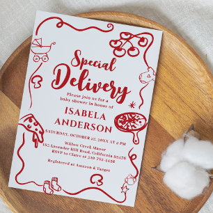 Pizza,special Delivery Baby Shower Invitation