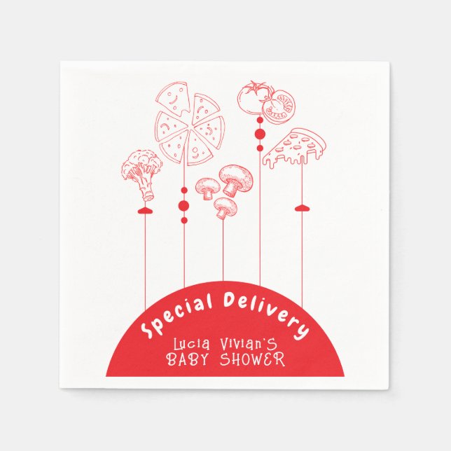 Pizza Special Delivery Baby Shower Napkins (Front)