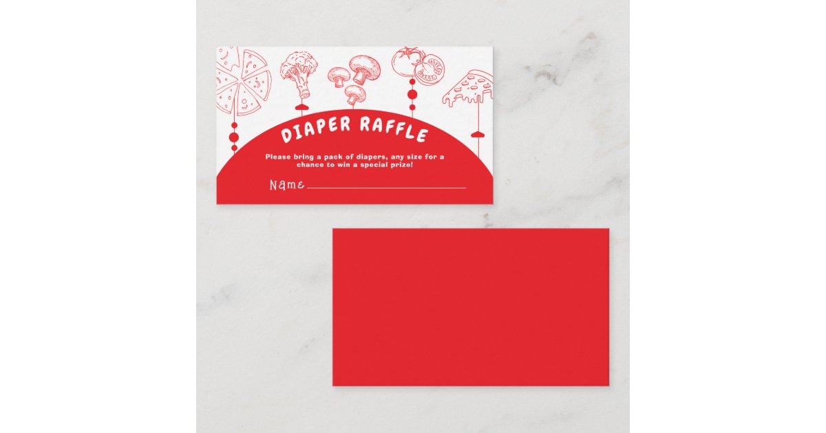 Pizza Raffle Box Pizza Special Delivery Diaper Raffle Baby Shower Enclosure Card | Zazzle