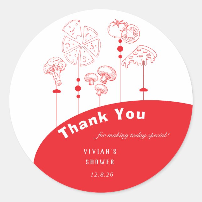 Pizza Special Delivery Thank You Classic Classic Round Sticker (Front)