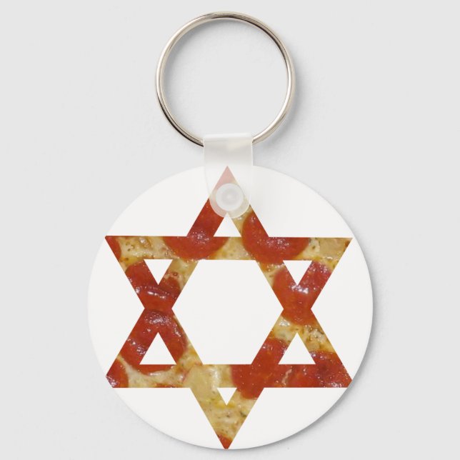 pizza star of david keychain (Front)