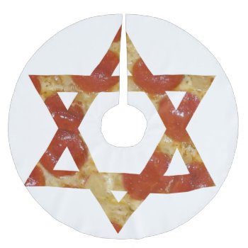 Pizza Star Of David Tree Skirt by funnychristmas at Zazzle