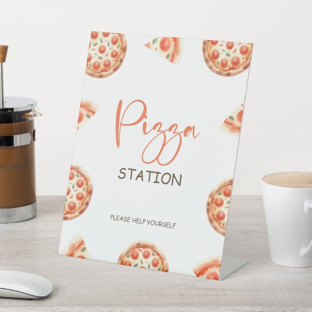 Pizza Station Sign, Pizza 1st Birthday Party Sign (In SItu)