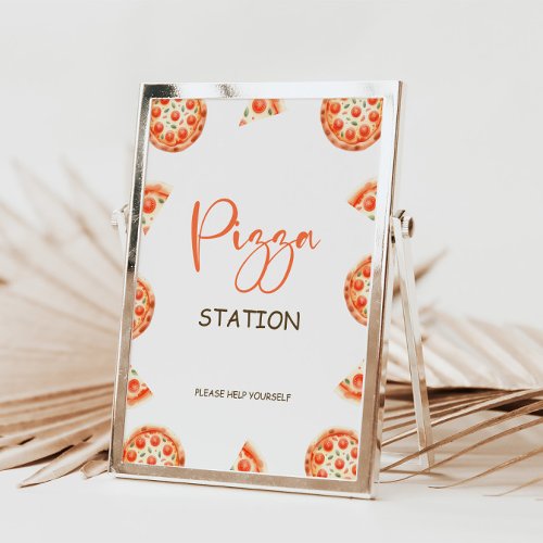 Pizza Station Sign Pizza 1st Birthday Party Sign Invitation