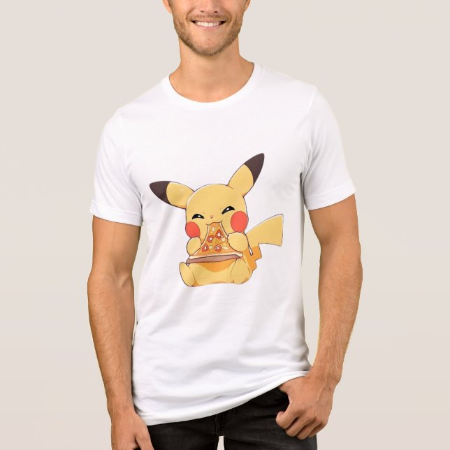 Pizza Stretch Pikachu (pokemon) Tri-Blend Shirt (Front)