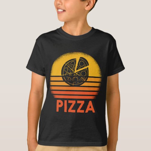 Pizza Sunset Retro Vintage Carb Lover Foodie Gift  T_Shirt