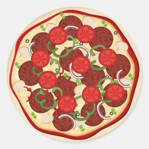 Pizza Supreme Classic Round Sticker