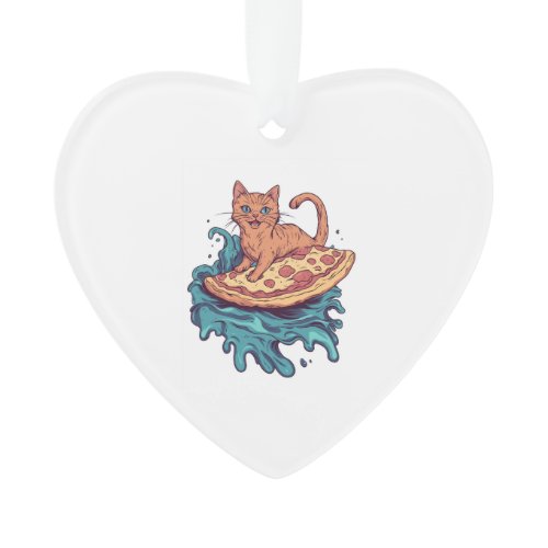 Pizza Surf Cat � Extreme Foodie Cat Adventure Ornament