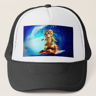 Pizza Surfing Cat Trucker Hat