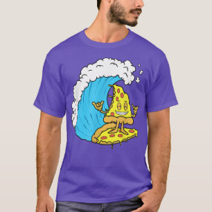 Pizza Surfing Cheese Slice Surfer Wave Riding Fun T-Shirt
