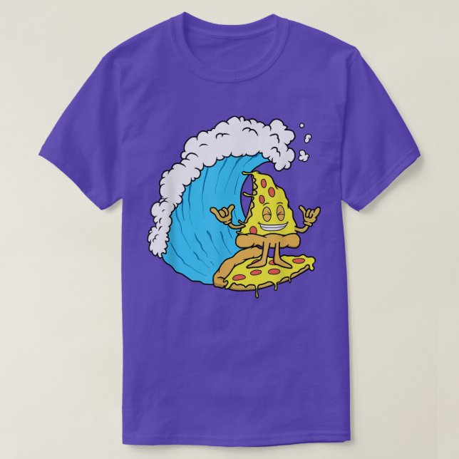 Pizza Surfing Cheese Slice Surfer Wave Riding Funn T-Shirt (Design Front)
