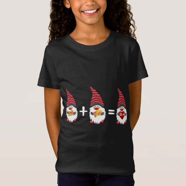 Pizza Taco Gnome Heart Funny Christmas Foodie & Gn T-Shirt (Front)