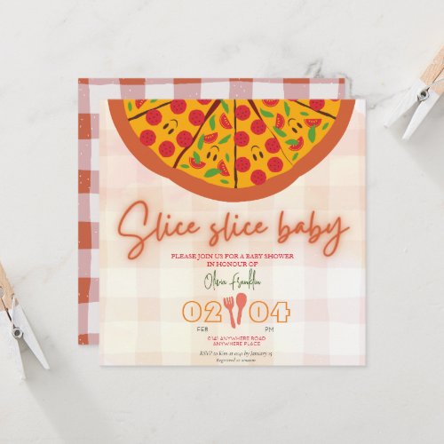 pizza theme baby shower  invitation