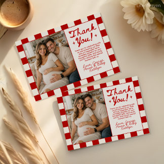 Pizza Theme Baby Shower Thank You Card with Photo
