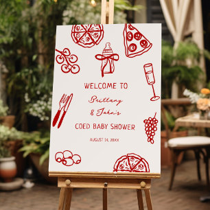 Pizza Themed Coed Baby Shower Welcome Sign