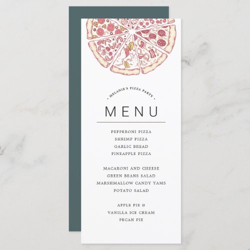 Pizza Themed Party  Food Menu