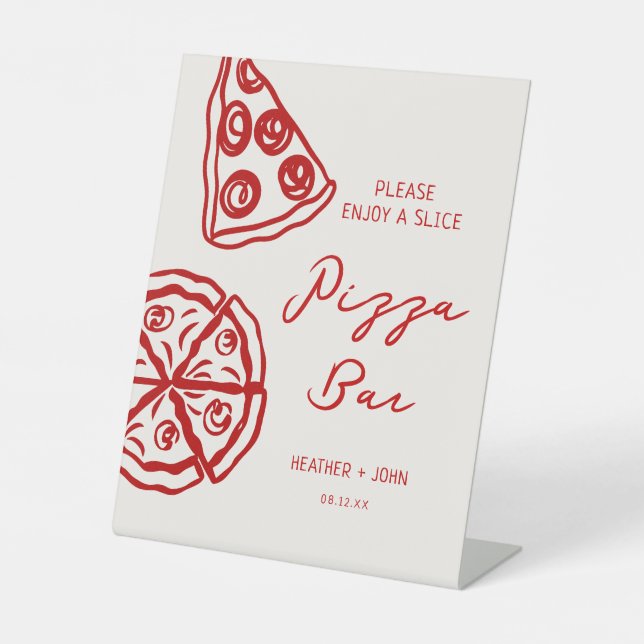 Pizza Themed That's Amore Pizza Bar Pedestal Sign (Front)