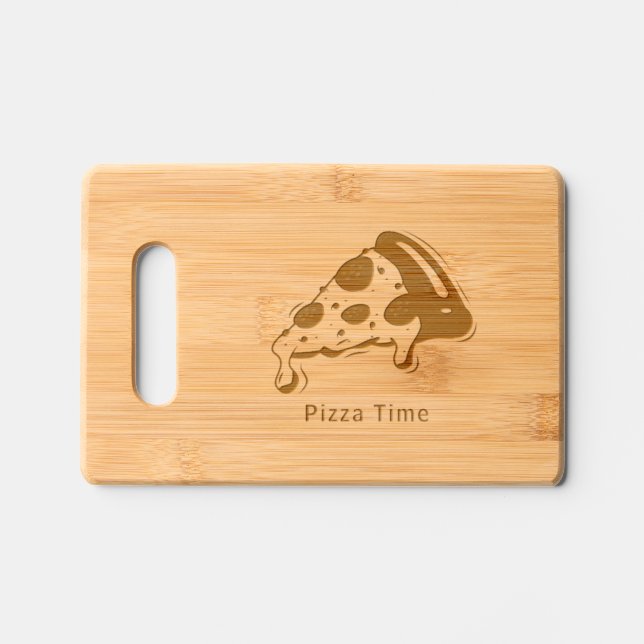 Pizza Time Etched Wooden Cutting Board (Front)