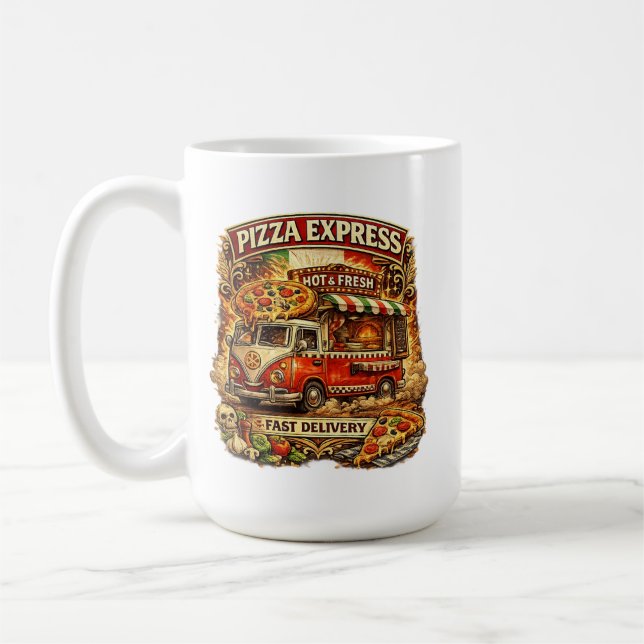 Pizza Time Funny Mug – Cute Pizza Lover Coffee Cup (Left)