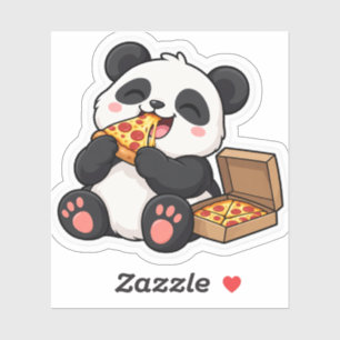 Pizza Time – Happy Panda Funny Foodie Sticker