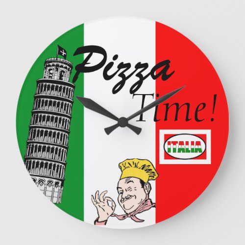 Pizza Time_Italian Flag Large Clock