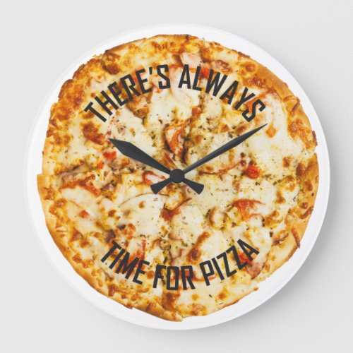 Pizza Time Italian Pizza Pie Lover Pepperoni Large Clock