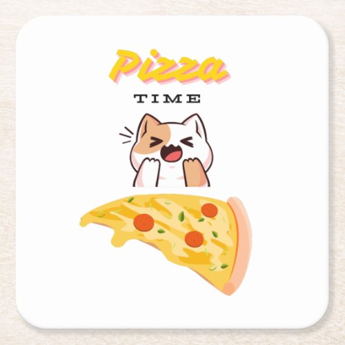Pizza Time Kitty Cat Coaster