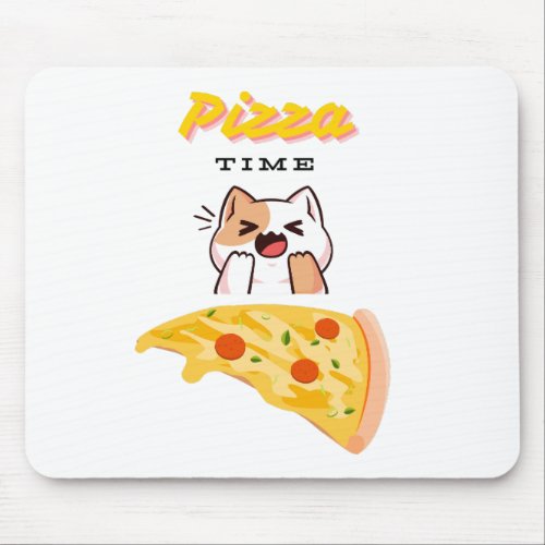 Pizza Time Kitty Cat Mouse Mat