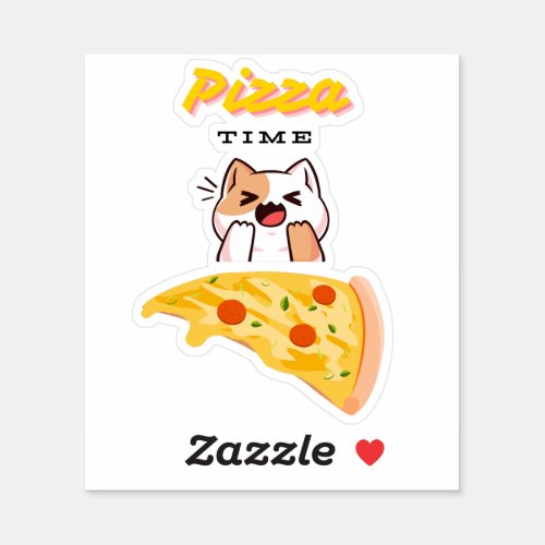 Pizza Time Kitty Cat Sticker