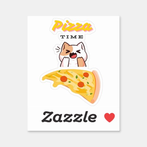 Pizza Time Kitty Cat Vinyl Sticker