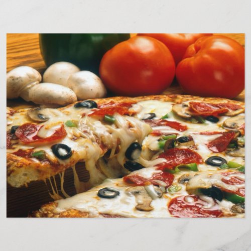 Pizza Tomatoes Mushrooms Olives Cheese Flyer