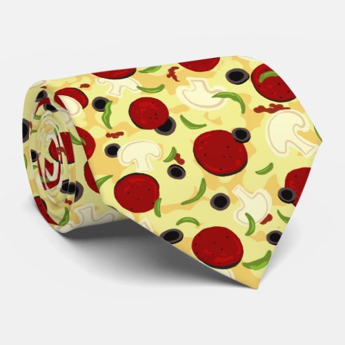 Pizza Toppings Pattern Neck Tie