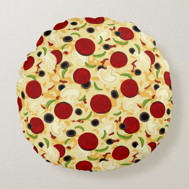 Pizza Toppings Pattern Round Pillow (Front)