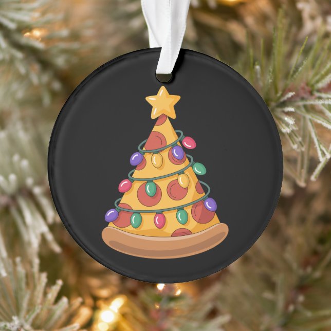 Pizza Tree Christmas Lights Pizza Lover Family  Ornament (Tree)