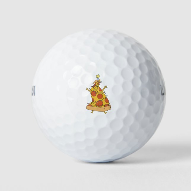 Pizza Tree - Funny Xmas Food Golf Balls (Front)