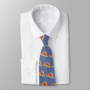 Pizza Triangle - Custom Background Color - Striped Neck Tie