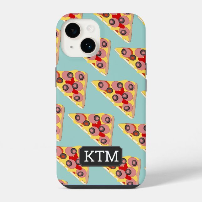 Pizza Triangles Fun Food Pattern add your initials Iphone Case (Back)