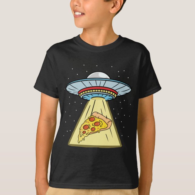 Pizza Ufo Abduction Pizza Lover T-Shirt (Front)