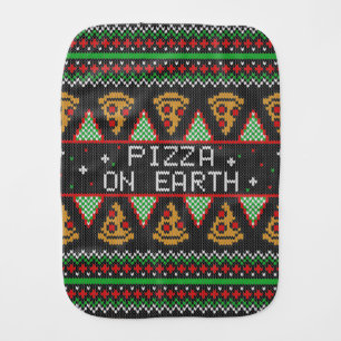 Pizza Ugly Christmas Sweater Baby Burp Cloth