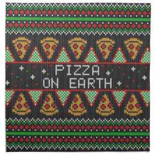 Pizza Ugly Christmas Sweater Cloth Napkin