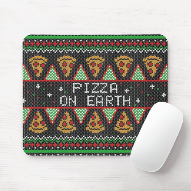 Pizza Ugly Christmas Sweater Mouse Pad (With Mouse)